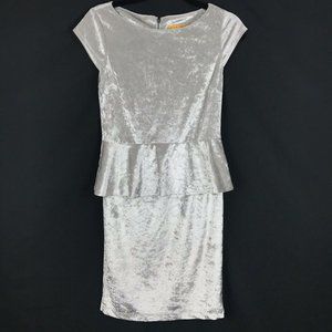 Alice + Olivia Silver Velvet Peplum Dress 6
